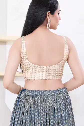 Women's shifli padded back open sleeveless saree blouse