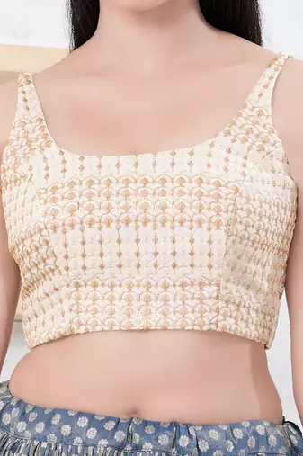 Women's shifli padded back open sleeveless saree blouse