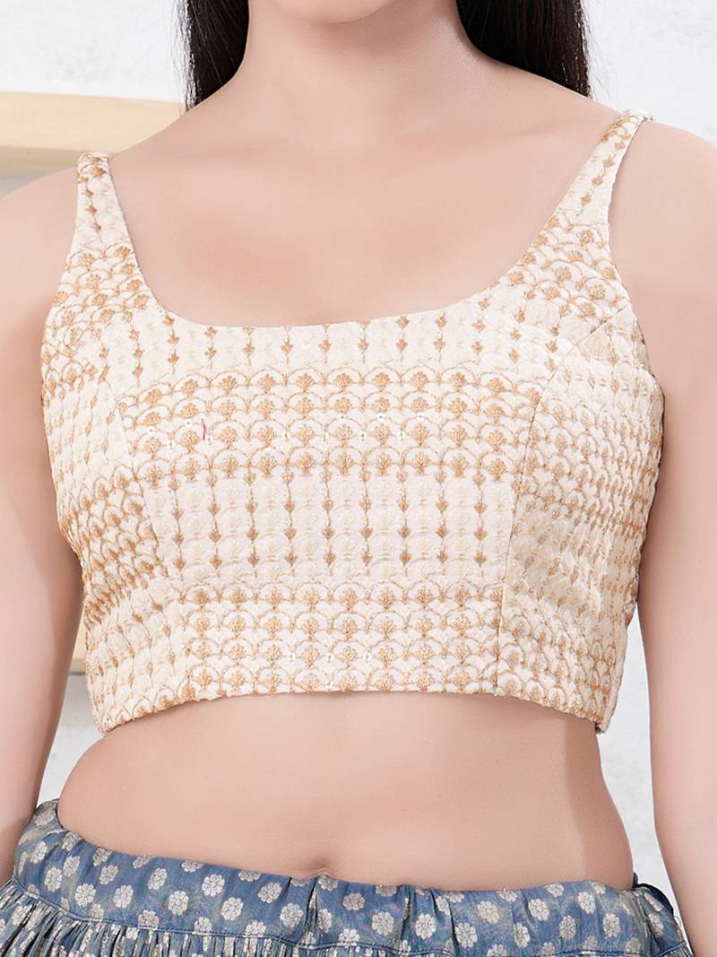 Women's shifli padded back open sleeveless saree blouse