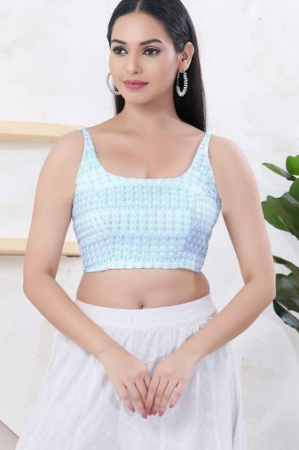 Women's shifli padded back open sleeveless saree blouse