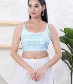 Women's shifli padded back open sleeveless saree blouse