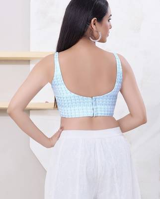 Women's shifli padded back open sleeveless saree blouse 2