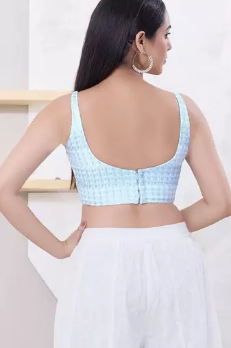 Women's shifli padded back open sleeveless saree blouse