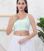 Women's shifli padded back open sleeveless saree blouse