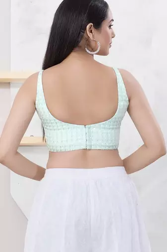Women's shifli padded back open sleeveless saree blouse