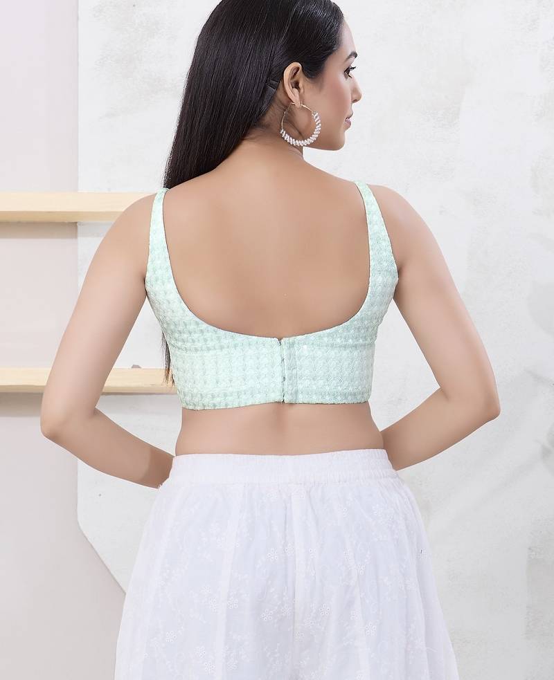 Women's shifli padded back open sleeveless saree blouse