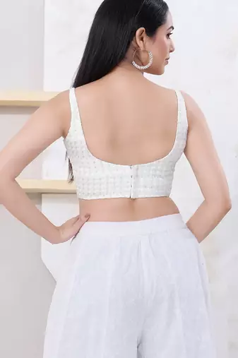 Women's shifli padded back open sleeveless saree blouse