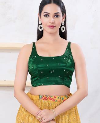 Women's gajii silk padded back open sleeveless saree blouse 1