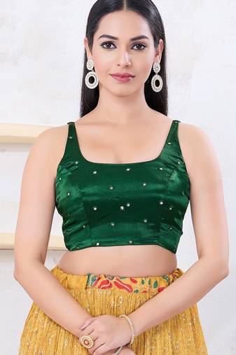 Women's gajii silk padded back open sleeveless saree blouse