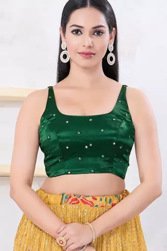 Women's gajii silk padded back open sleeveless saree blouse