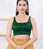 Women's gajii silk padded back open sleeveless saree blouse