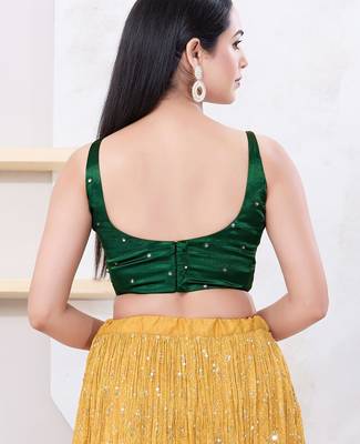Women's gajii silk padded back open sleeveless saree blouse 2
