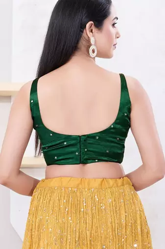 Women's gajii silk padded back open sleeveless saree blouse