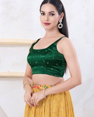 Women's gajii silk padded back open sleeveless saree blouse 3