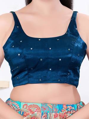 Women's gajii silk padded back open sleeveless saree blouse 4