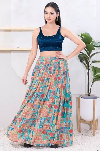 Women's gajii silk padded back open sleeveless saree blouse