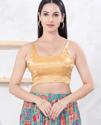 Women's gajii silk padded back open sleeveless saree blouse 1