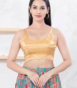 Women's gajii silk padded back open sleeveless saree blouse