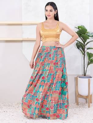 Women's gajii silk padded back open sleeveless saree blouse 5