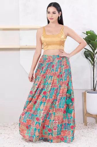 Women's gajii silk padded back open sleeveless saree blouse