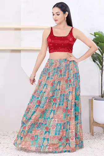 Women's gajii silk padded back open sleeveless saree blouse