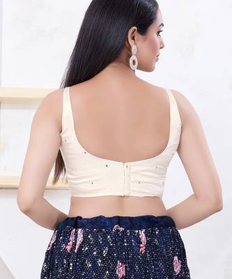 Women's gajii silk padded back open sleeveless saree blouse 2