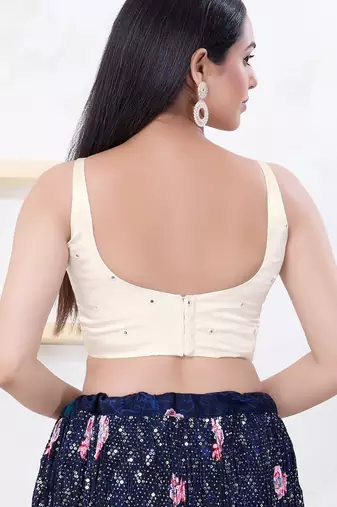Women's gajii silk padded back open sleeveless saree blouse