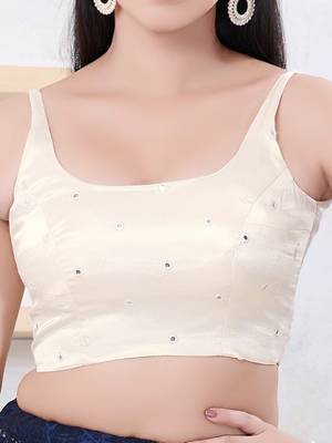 Women's gajii silk padded back open sleeveless saree blouse 4
