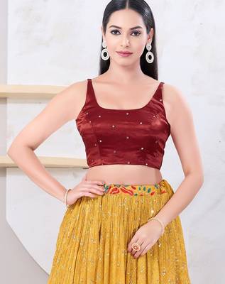 Women's gajii silk padded back open sleeveless saree blouse 1