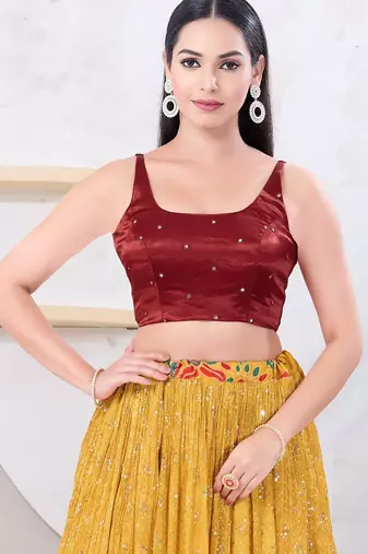 Women's gajii silk padded back open sleeveless saree blouse
