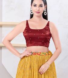 Women's gajii silk padded back open sleeveless saree blouse