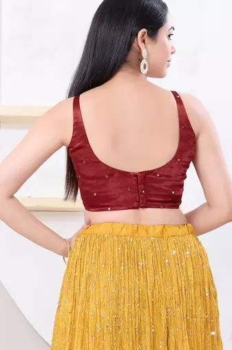Women's gajii silk padded back open sleeveless saree blouse
