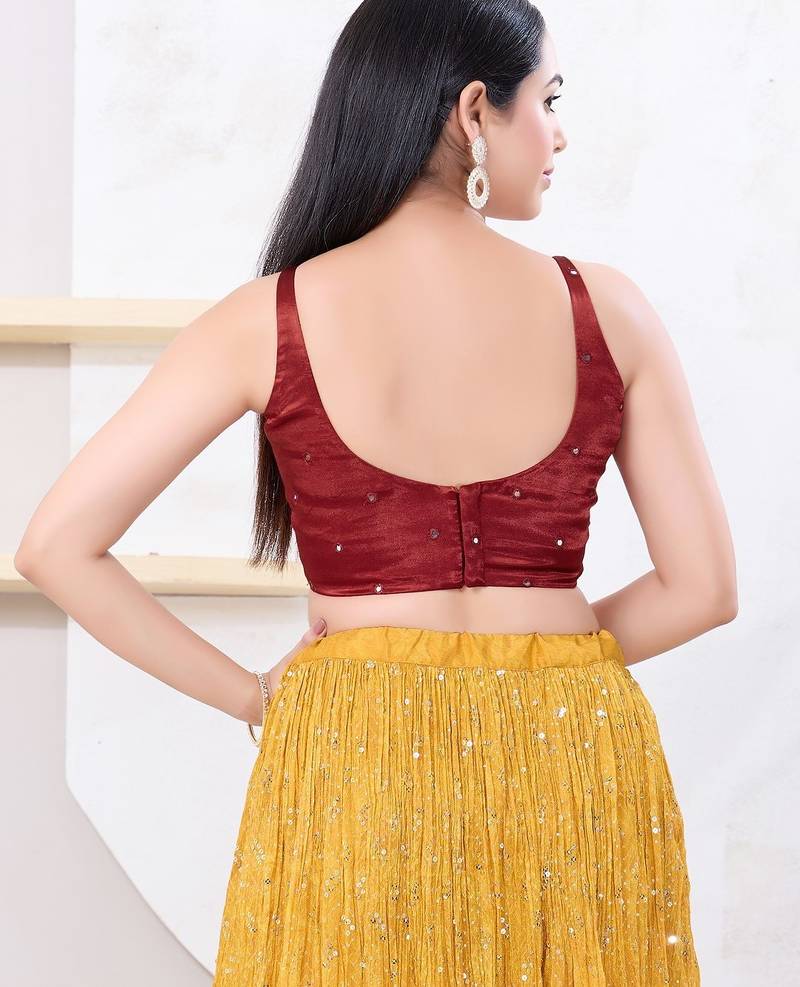 Women's gajii silk padded back open sleeveless saree blouse