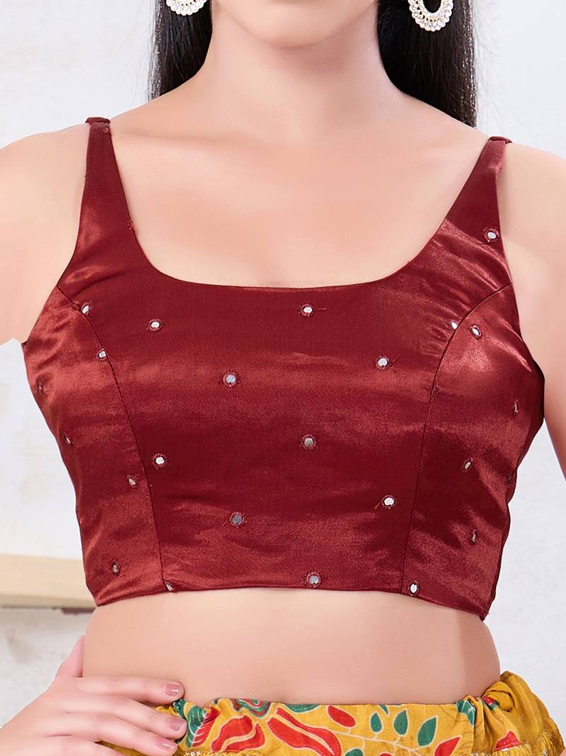 Women's gajii silk padded back open sleeveless saree blouse