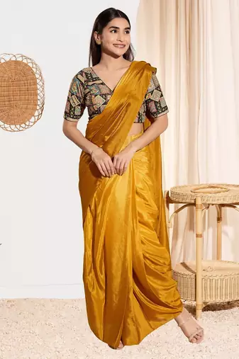 Women's viscose rayon padded back open elbow sleeves saree blouse