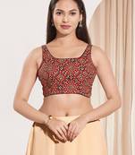 Women's cotton padded back open sleeveless saree blouse