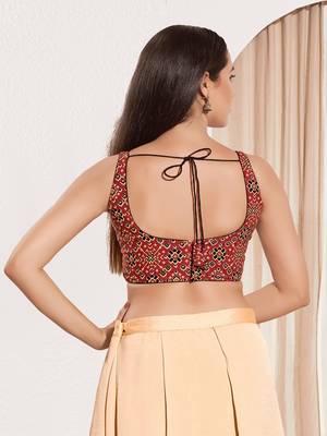Women's cotton padded back open sleeveless saree blouse 2
