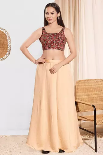 Women's cotton padded back open sleeveless saree blouse