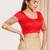 Women's tafeta silk padded front open elbow sleeves saree blouse