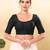 Women's taffeta silk padded front open elbow sleeves saree blouse