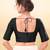 Women's taffeta silk padded front open elbow sleeves saree blouse