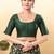 Women's taffeta silk padded front open elbow sleeves saree blouse