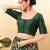Women's taffeta silk padded front open elbow sleeves saree blouse
