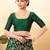 Women's taffeta silk padded front open elbow sleeves saree blouse