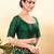Women's taffeta silk padded front open elbow sleeves saree blouse