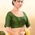 Women's taffeta silk padded front open elbow sleeves saree blouse