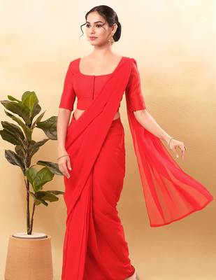 Women's taffeta silk padded front open elbow sleeves saree blouse 4