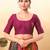 Women's taffeta silk padded front open elbow sleeves saree blouse