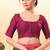 Women's taffeta silk padded front open elbow sleeves saree blouse