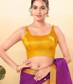 Women's jain silk padded back open sleeveless saree blouse
